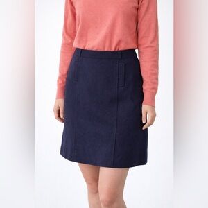 Talbots Skirt Womens 10 Petites Wool Blend Navy Blue Faux Pockets Career